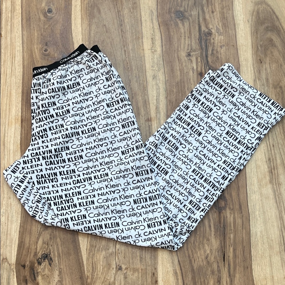Calvin Klein Fleece Pajama Bottoms - Black and White Print